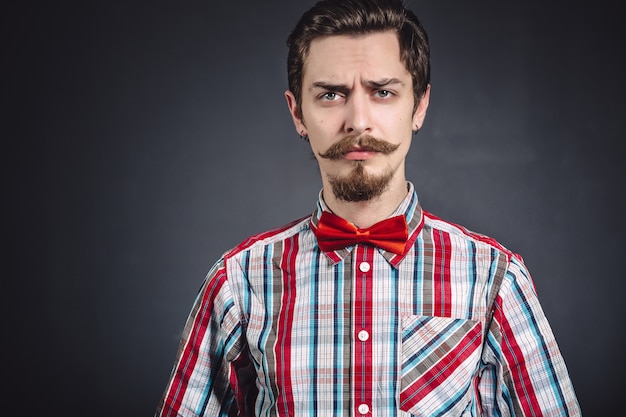 gingham shirt with bow tie