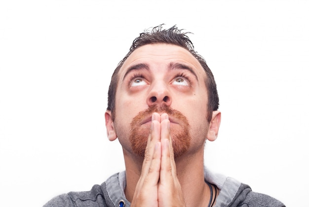 Man praying  and looking  up  Photo Premium Download
