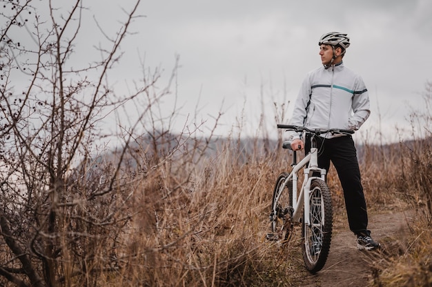 riding a mountain bike