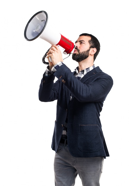 Free Photo | Man shouting by megaphone