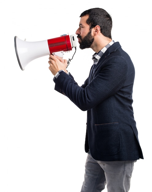 Free Photo | Man shouting by megaphone