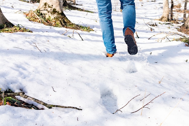 Premium Photo | A man walking in the snow