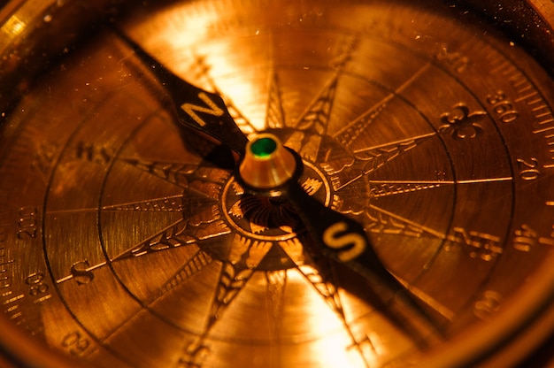 Premium Photo | Many vintage compasses in showcase of the shop