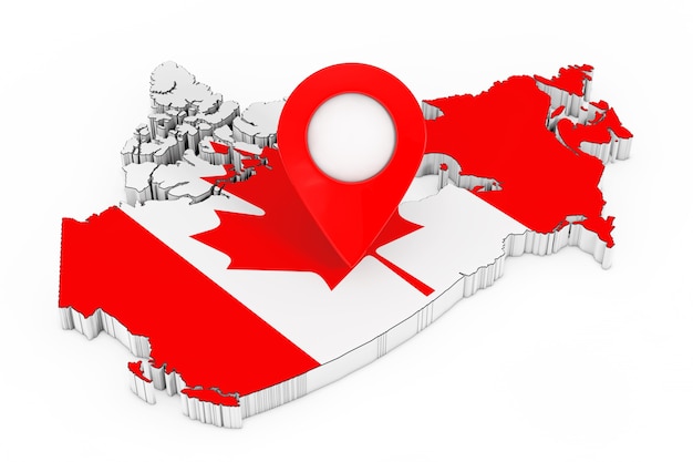 Premium Photo | Map pointer pin over map with canadian flag on a white ...