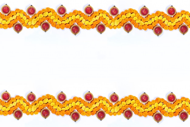 Marigold flower rangoli design for diwali festival ...