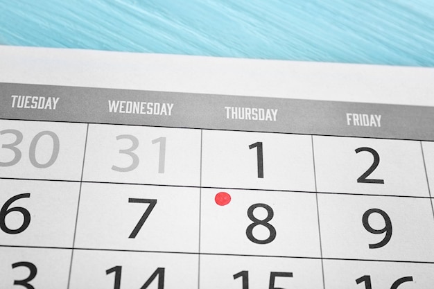Premium Photo Marked date in calendar close up Premium Photo Marked date in calendar close up