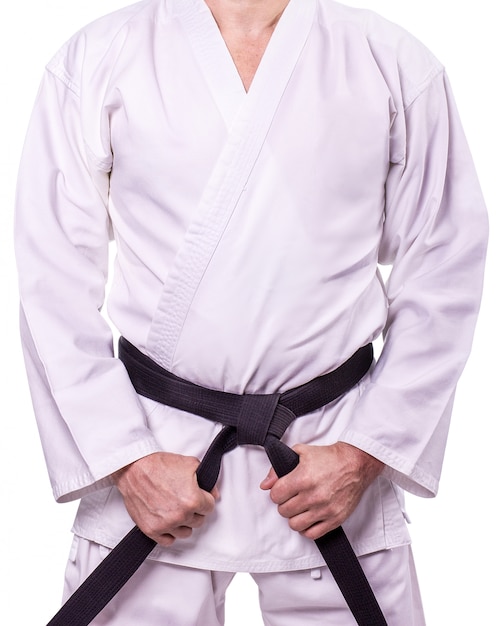 Premium Photo Martial arts master with black belt