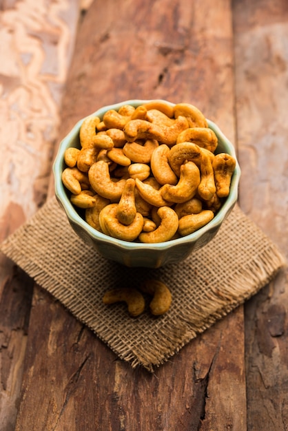 Premium Photo Masala Kaju Or Spicy Cashew In A Bowl Popular Festival