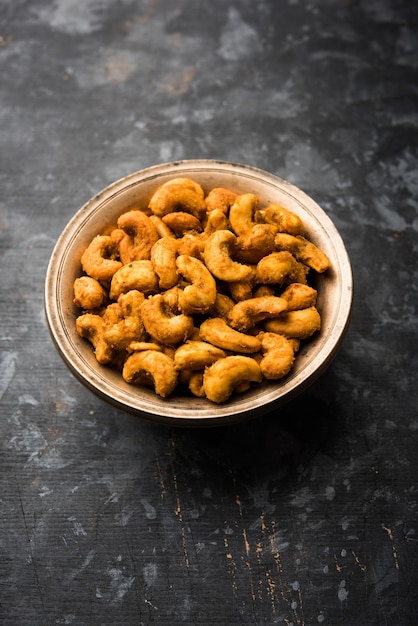 Premium Photo Masala Kaju Or Spicy Cashew In A Bowl Popular Festival