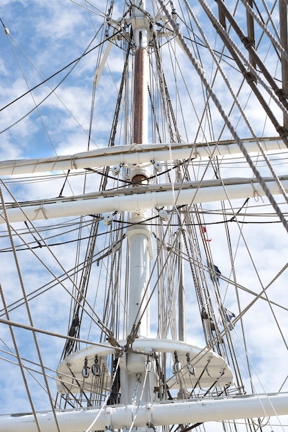 Premium Photo | Mast and ropes of older sailing ship