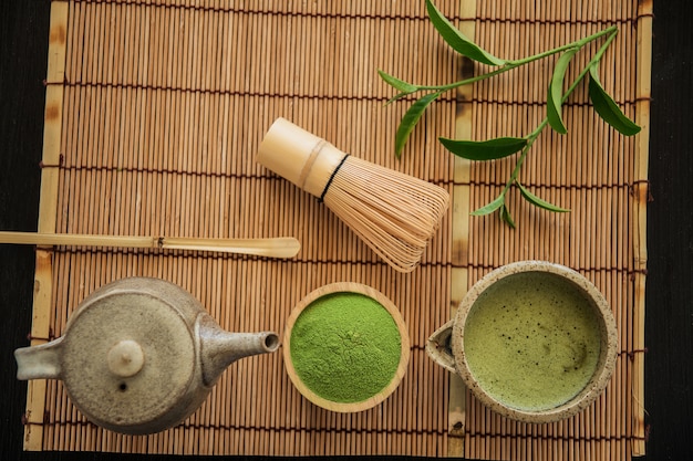 Premium Photo | Matcha. organic green matcha tea ceremony. matcha ...