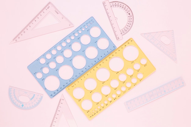 Math blue and yellow rulers supplies Free Photo