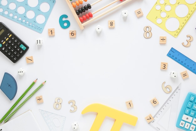 Mathematics with numbers and stationery items Photo | Free Download