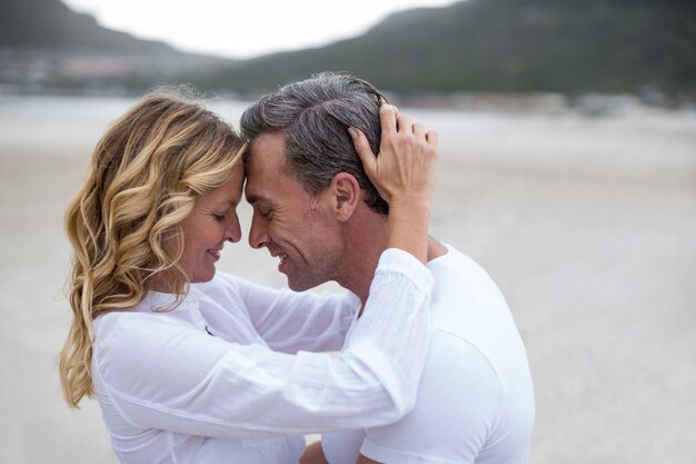 Premium Photo Mature Couple Embracing Each Other On The Beach 