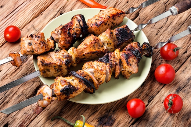 Premium Photo | Meat skewers or shish kebab