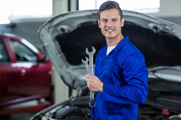 Mechanic holding wrench Photo | Free Download