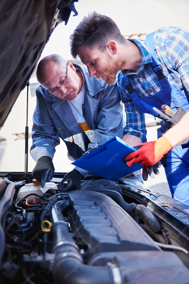 free-photo-mechanics-repairing-a-car-in-the-workshop