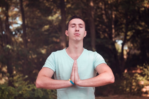 Premium Photo | Meditation guy in the woods. great plan.