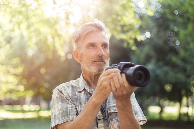 Free Photo Medium Shot Man With Photo Camera