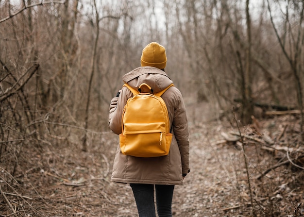 Medium shot woman wearing backpack Free Photo