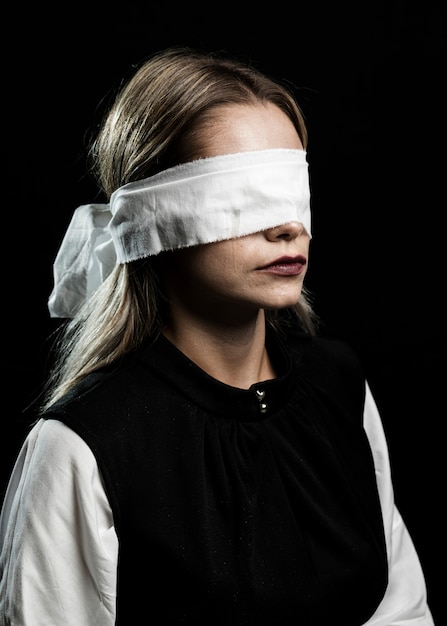 Woman Wearing Red Blindfold by Victor De Schwanberg