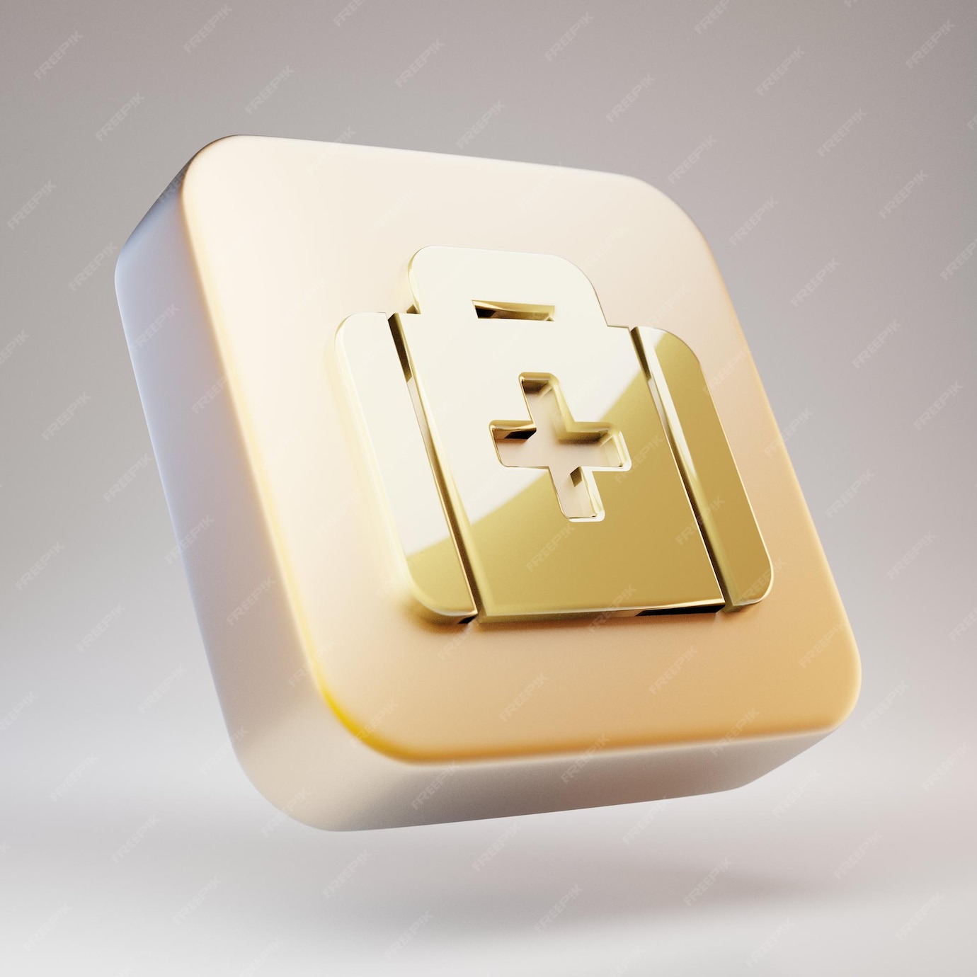 Premium Photo | Medkit icon. golden medkit symbol on matte gold plate ...