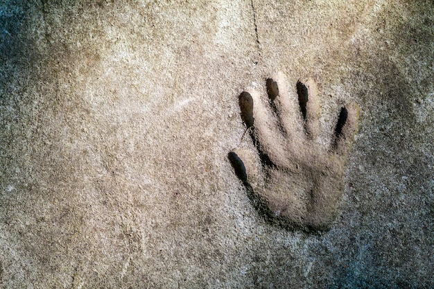Premium Photo | Memorable handprint of a hand in an old concrete wall