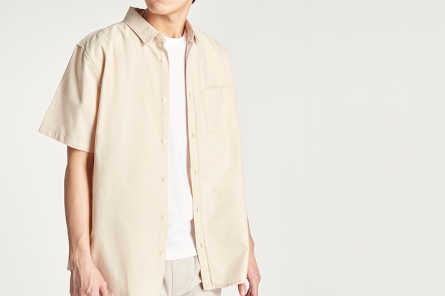 beige shirt outfit men