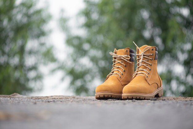 yellow leather boots mens