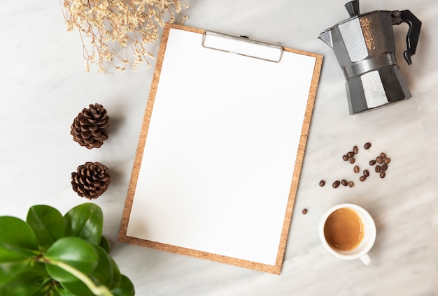 Download Menu paper mockup with coffee cup in restaurant Photo ...