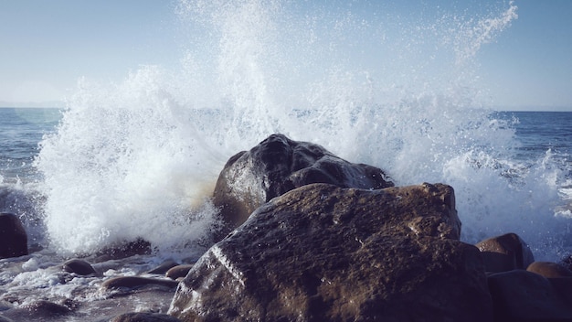 Free Photo Mesmerizing View Of The Ocean Waves Crashing Into The