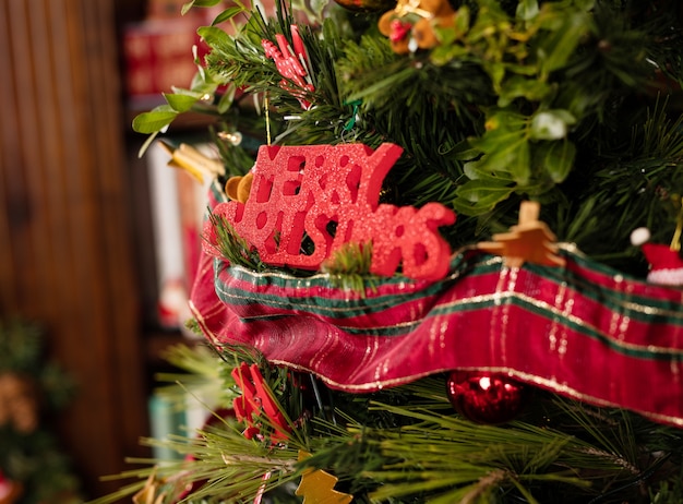 Free Photo | Message &quot;merry christmas&quot; in a tree