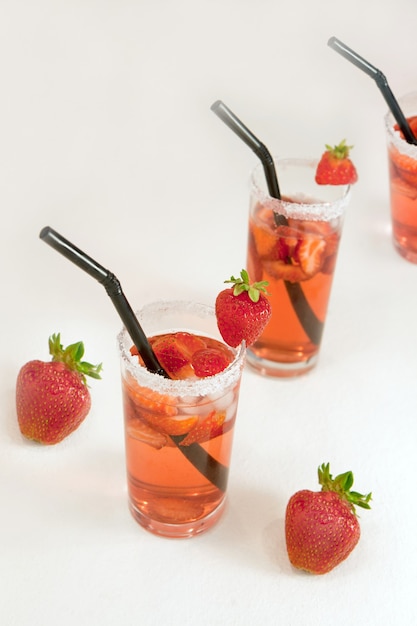 Premium Photo | Mexican strawberry water - agua de fresa. closeup of ...