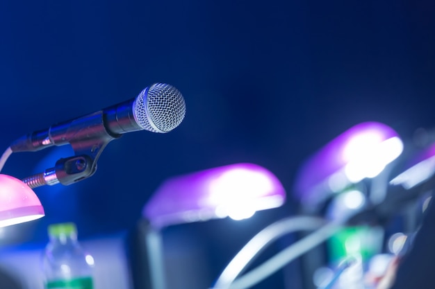 Premium Photo | Microphone in the conference hall or seminar room ...