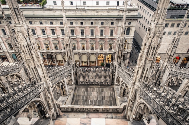 Premium Photo | Milan, duomo aerial view from the top of the cathedral