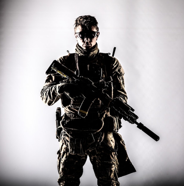 Premium Photo | Army Soldier Modern Combatant Fireteam Sergeant In