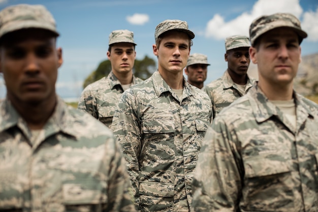 Premium Photo | Military soldiers standing in boot camp