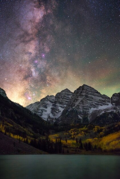 Premium Photo | Milky way over maroon bells colorado, fall