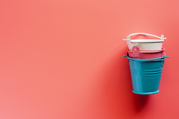 colored pails buckets