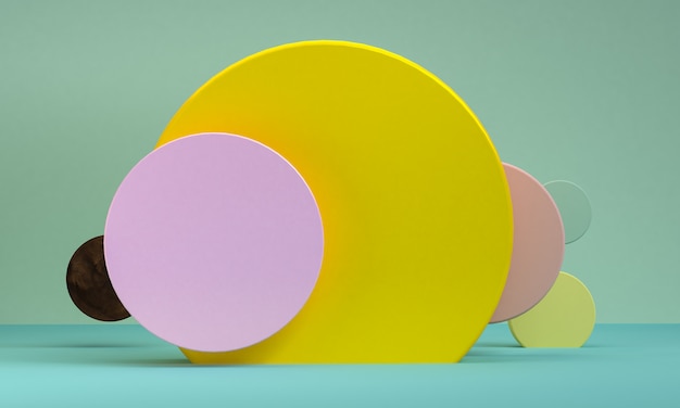 Minimalist abstract background, primitive geometrical figures, pastel colors, 3d render. Premium Photo