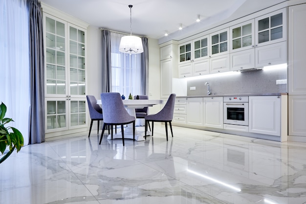 Minimalistic Interiorliving Room In Light Tone With Marble