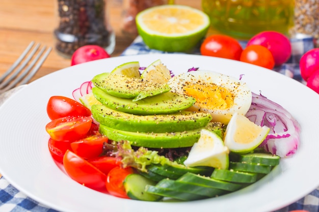 Premium Photo | Mixed chef's salad.mixed chef's salad.avocado