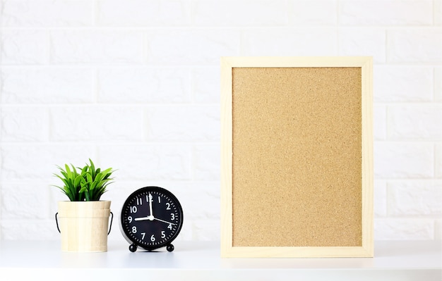 Download Mock up blank cork board with watch,green plants on white ...