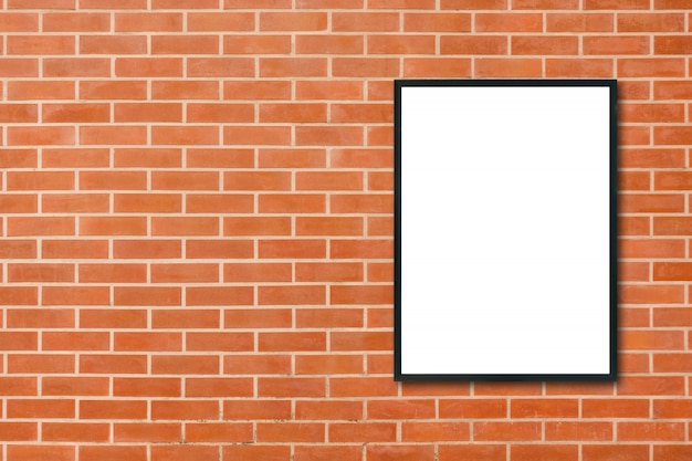 Download Mock up blank poster picture frame hanging on red brick ...