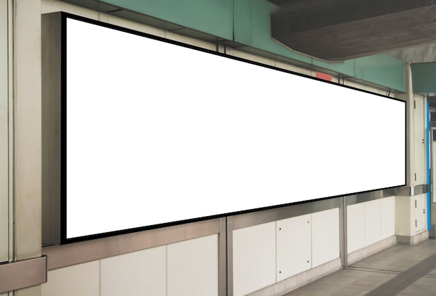 Download Mock up blank signboard template display on the wall at train station | Premium Photo