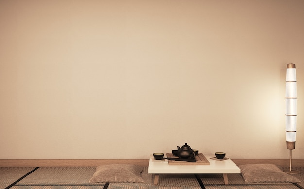 Mock Up Empty Wall Ryokan Living Room Japanese Style With Tatami