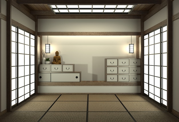 Download Mock up japan room with tatami mat floor and decoration japan style was designed in japanese ...