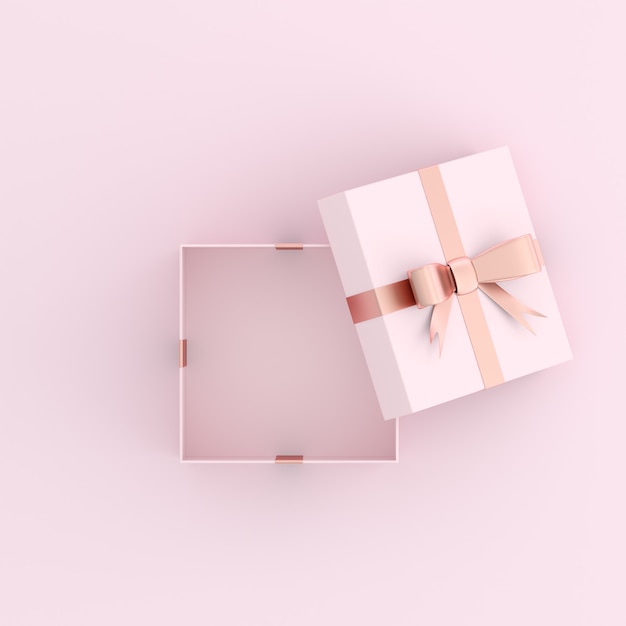 Mock up of open gift box on pink space. | Premium Photo