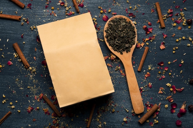 Download Free Photo | Mock-up paper bag next to green tea