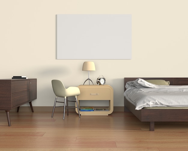 Download Premium Photo | Mock up poster in bedroom